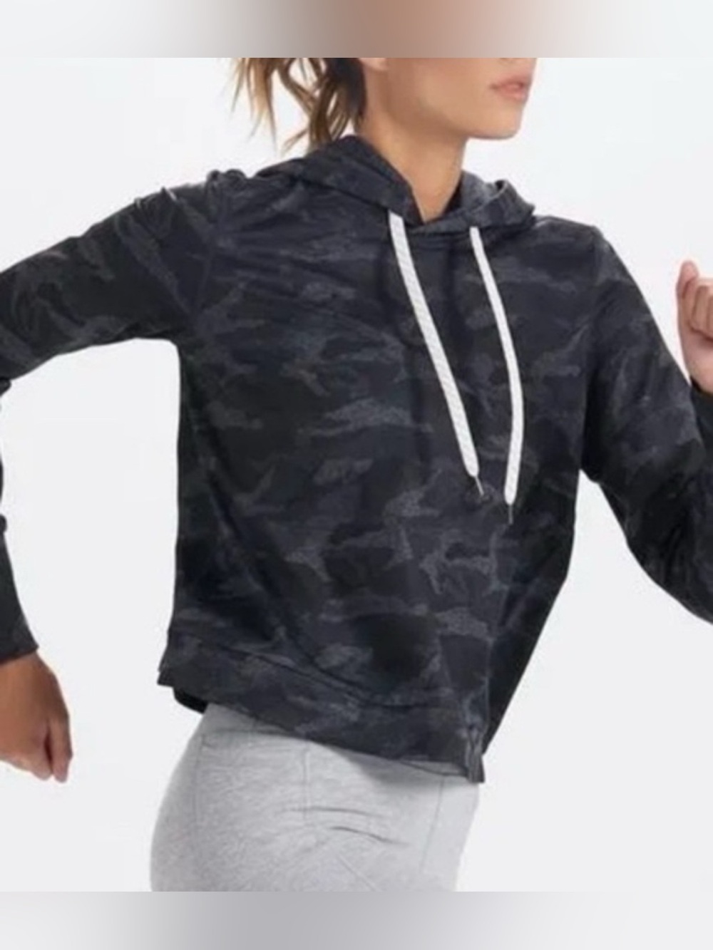 Vuori Black Camo Hooded Sweater with Drawstrings - women medium